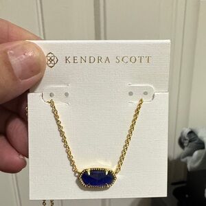 Kendra Scott Gold Necklace with Deep Blue Pendant